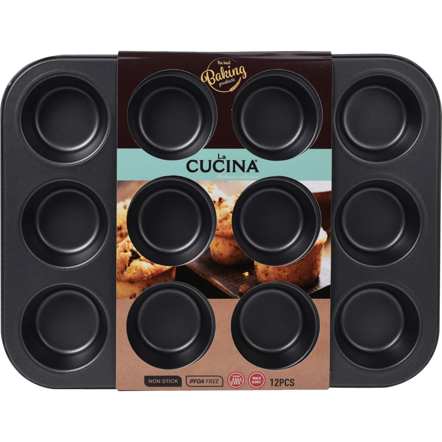 La Cucina Muffinvorm 12Vaks Anti Aanbak 35x26.5x3.5Cm 3 La Cucina Muffinvorm 12Vaks Anti Aanbak 35x26.5x3.5Cm