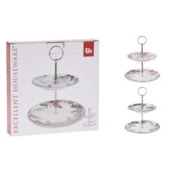 Excellent Houseware Etagere 2-laags Porselein 2 Assorti -Goedkope Keukengerei Winkel 101 6244 1 1