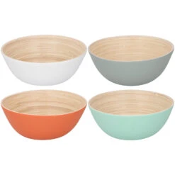Merkloos Bamboe Schaal Ø17 X 7 Cm 4 Assorti -Goedkope Keukengerei Winkel 101 9162 1