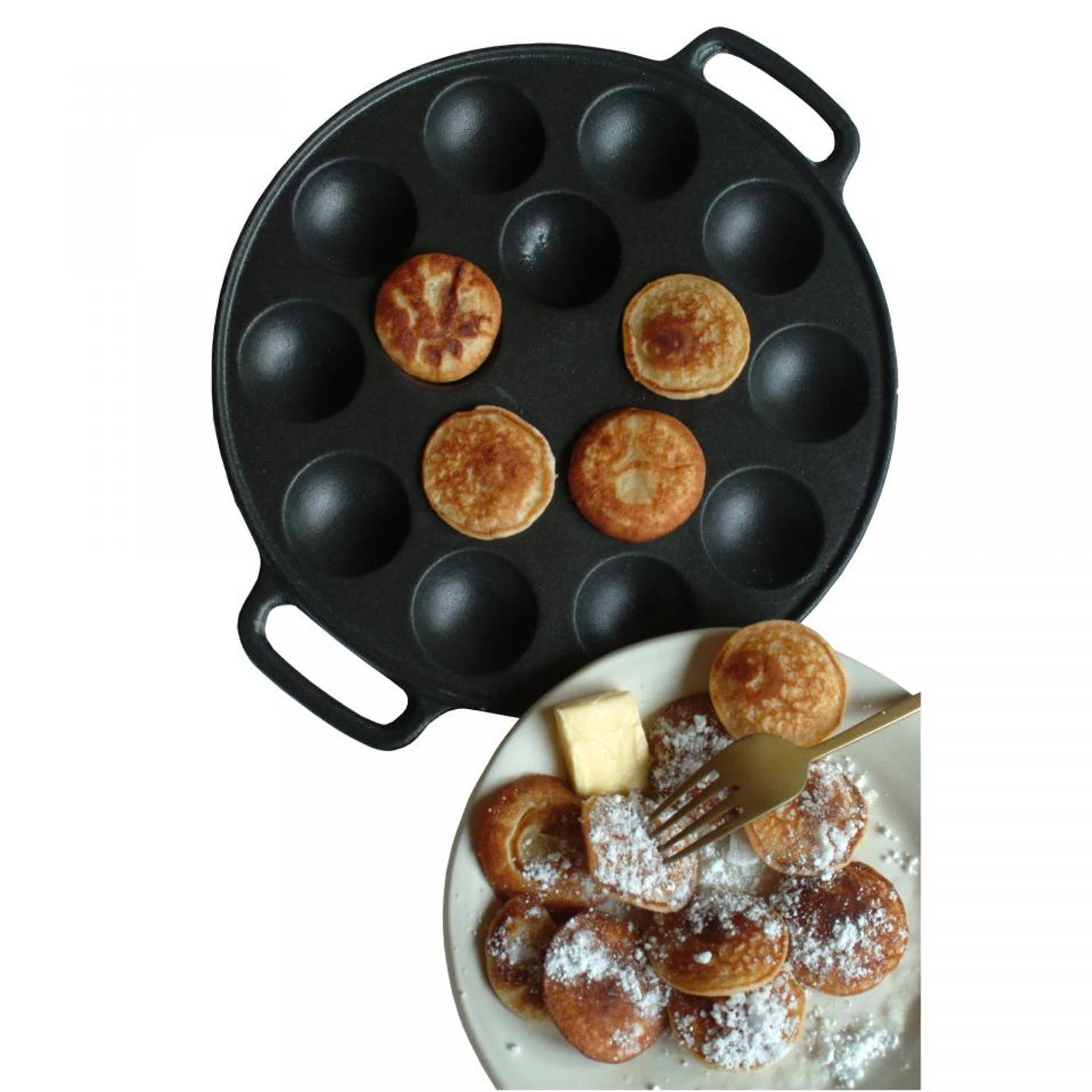 Poffertjesplaat Gietijzer 5 Poffertjesplaat Gietijzer - Afbeelding 3