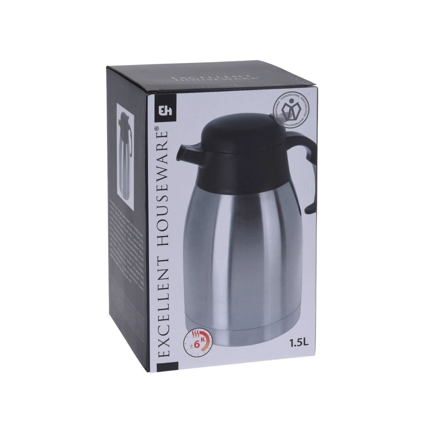 Excellent Houseware Koffiekan 1.5 Liter Rvs 4 Excellent Houseware Koffiekan 1.5 Liter Rvs - Afbeelding 2